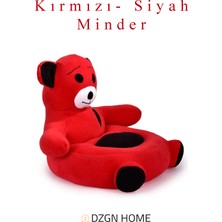 Dzgn Home Portatif Taşınabilir Pelüş Ayıcık Koltuk- Çocuk Koltuğu - Kırmızı Siyah