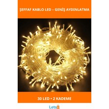 Letsii 5m 30 LED Gün Işığı 2 Kademeli Şeffaf Kablo Dekoratif Aydınlatma