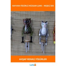 Letsii Ahşap Hayvan Figürlü Rüzgar Çanı Renkli Dekoratif Aksesuar