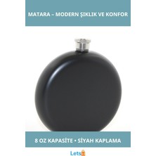 Letsii Paslanmaz Çelik Yuvarlak 8 Oz Matara Siyah Renk