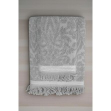 Mira Home 2 Parça Jakarlı Banyo Havlu Takımı &AMP;#37;100 Pamuklu 90X150 cm Arden Gri