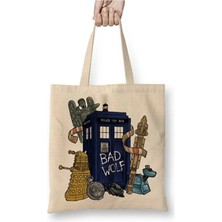 Toyaso Doctor Who Tardis Bez Çanta Uzun Saplı Alışveriş Çantası Plaj Çantası