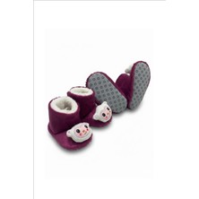 balbeybi Mor Ayıcık Bebek & Çocuk Ev Botu | Sıcak Tutan Peluş Panduf, Yumuşak ve Esnek Tasarım