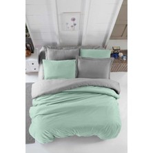 Mira Home Çift Kişilik Lastikli Çarşaflı Nevresim Takımı Pamuklu Four Season Mint Gri