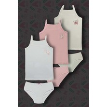 Gri Mor Tekstil 3'lü Kız Çocuk Pamuklu Tavşan Baskılı Çamaşır Takımı