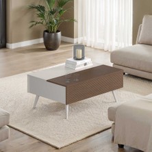 Adore Mobilya Milano Çekmeceli Dikdörtgen Orta Sehpa - Vizon/zebra 103X44X72 cm