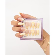 Takma Takma 10'lu Sarı Uzun Badem  TT1370 Tekrar Kullanılabilir El Yapımı Protez Takma Tırnak - Sarı-L