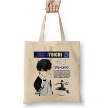 Toyaso Blue Lock Isagi Yoichi Beyaz Bez Çanta Uzun Saplı Alışveriş Çantası Plaj Çantası