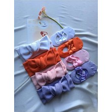 8'li Kombin El Yapımı Kız Bebek Bandana & Babet Çorap