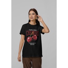 Nevermind Cherrıes Özel Baskılı Bisiklet Yaka Oversize Unisex Tişört