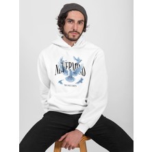 Nevermind Bird Tasarımlı Kapüşonlu Sweatshirt - Unisex Oversize Hoodie Beyaz