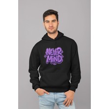 Nevermind Graffiti Yazı Baskılı Streetwear Oversize Unisex Kapüşonlu Sweatshirt