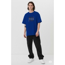 Nevermind Baskılı Oversize Tişört - Erkek Streetwear Tişört Lacivert