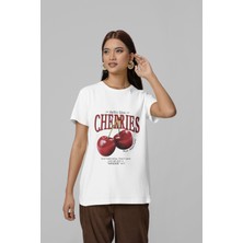 Nevermind Cherrıes Özel Baskılı Bisiklet Yaka Oversize Unisex Tişört