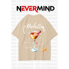 Nevermind Unisex Manhattan Kokteyl Oversize Tişört Bej