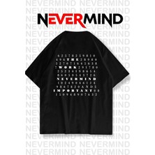 NEVERMIND Oversize Unisex Tişört Grafik Baskılı, Rahat Kalıp