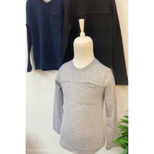 Woorage Erkek Çocuk Basic Cepli Uzun Kol T-Shirt 1080 Gri