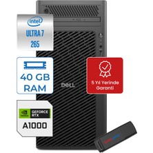 Dell Pro Max Tower T2 Ultra 7 265 40GB Ddr5 512GB SSD 8GB/A1000 Windows 11 Pro Masaüstü Iş Istasyonu FCT22502A1000P13 + Zettausb