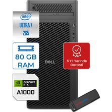 Dell Pro Max Tower T2 Ultra 7 265 80GB Ddr5 512GB SSD 8GB/A1000 Windows 11 Pro Masaüstü Iş Istasyonu FCT22502A1000P21 + Zettausb