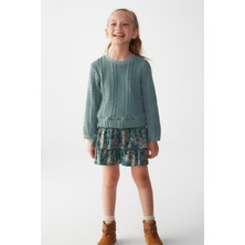 Nk Kids Kız Çocuk Saç Örgülü Triko Kazak 35507 Yeşil