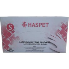 Haspet S Beden Pudrasız Lateks Eldiven – Tek Kullanımlık, 100 Adet