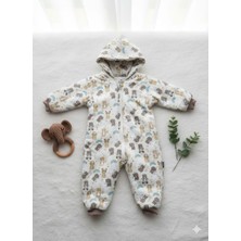 Melfa Laura Baby Ayıcık Desenli Uzun Kollu Erkek Bebek Uyku Tulumu (Pijama Tulum)