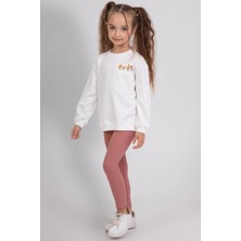Dmb Mojo Kız Çocuk 3-7 Yaş Nakışlı Sweatshirt-Taytlı Takım Bronz