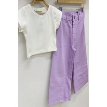 Escabel Kız Çocuk Basic Crop 35284 Ekru