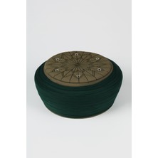 Sarıkhane Talebe Sarığı - Yeşil Kumaş - Yeşil Takke - Düz Sarım - Kuş Gözü - 5 Metre