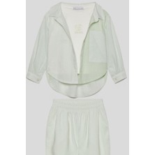 Nk Kids Kız Çocuk 1-4 Yaş Oval Kesim Etekli Keten Gömlek 38601 Mint