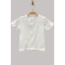 Mojo Bebek Mojo Unisex Çocuk  Basic Kısa Kol T-Shirt 5555 Krem