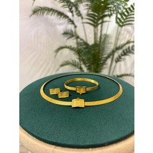 Kadın Gümüş 3 Sıra Trabzon Hasır Gerdanlık Bileklik ve Küpe Seti