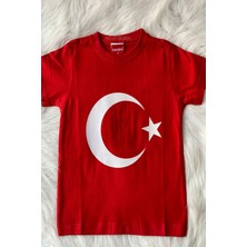 Mojo Bebek Mojo Unisex S, M, L, Xl Türk Bayrağı Kısa Kol T-Shirt 9845 Kırmızı