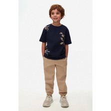 Nk Kids Erkek Çocuk 4-8 Yaş Yaprak Desenli T-Shirt 48501 Lacivert