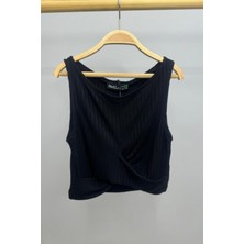 Cuties Kız Çocuk Buzzy Kumaş Göbek Dekolteli Crop 4214 Siyah