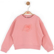 Nk Kids Kız Çocuk 1-4 Yaş Fiyonk Detaylı Taşlı Sweatshirt Pembe