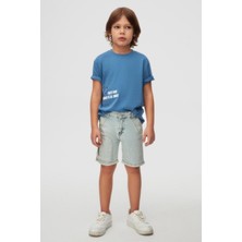 Nk Kids Erkek Çocuk 4-8 Yaş Sırt Baskılı Kısa Kol T-Shirt 48544 Indigo