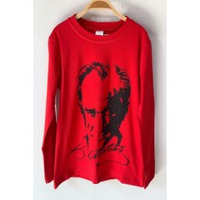 Mojo Bebek Unisex Çocuk Atatürk Baskılı Uzun Kol T-Shirt 9032 Siyah-Kırmızı