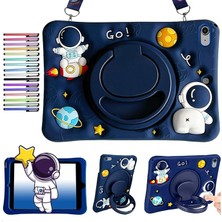 BuLand Store Apple iPad Air 5 (2022) 10.9 Standlı ve Boyun Askılı Astronot Astrobuddy Çocuk Tablet Kılıf A2591 A2589 A2588