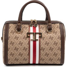 Silver & Polo Koyu Bej - Kahve SP1091 El Çantası