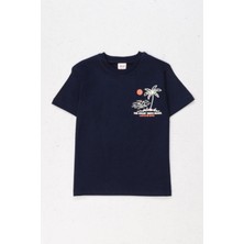 Dmb Mojo Erkek Çocuk 4-9 Yaş Pamuklu Baskılı Kısa Kol T-Shirt 7563 Lacivert