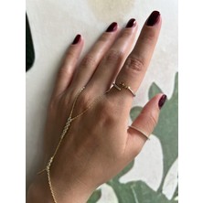 Çift Renkli Gümüş Taşlı Sıralı Kalpli Yüzük