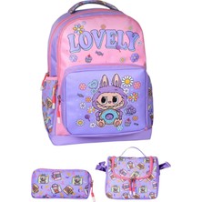 Mojo Bebek Mojo Ultra Lüx Suya Dayanıklı Sırt Destekli Ilkokul Çanta Set Mor