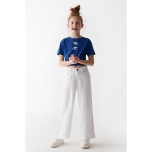 Nk Kids Kız Çocuk 8-14 Yaş Bol Paça Keten Pantolon 56710 Beyaz