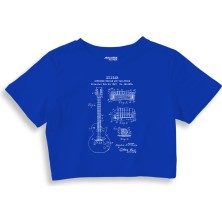 The Lucid Lab Gibson Les Paul Gitar Crop Tişört - Mavi