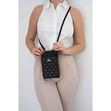 Silver & Polo Silver Polo Füme - Siyah Monogram Kadın Telefon Çantası SP1011