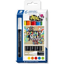 Staedtler / Wiz Design - 349 C6 Lumocolor Akrilik ( Paınt ) Markör Pastel Renkler 6 Lı