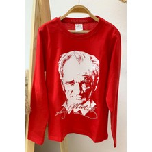 Mojo Bebek Unisex Garson Çocuk Atatürk Baskılı Uzun Kol T-Shirt 9033 Kırmızı