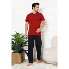 Enisena Erkek %100 Pamuklu Pijama Takımı-3 Düğmeli-Yaka Cepli 12384