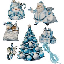 Hayaller Dükkanı Mavi Dekorlu 6 Lı Yılbaşı Ağaç Süsü